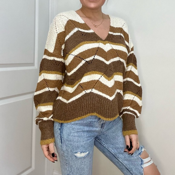 Multi Zig-Zag Stripe Pointelle Sweater - Picture 4 of 8